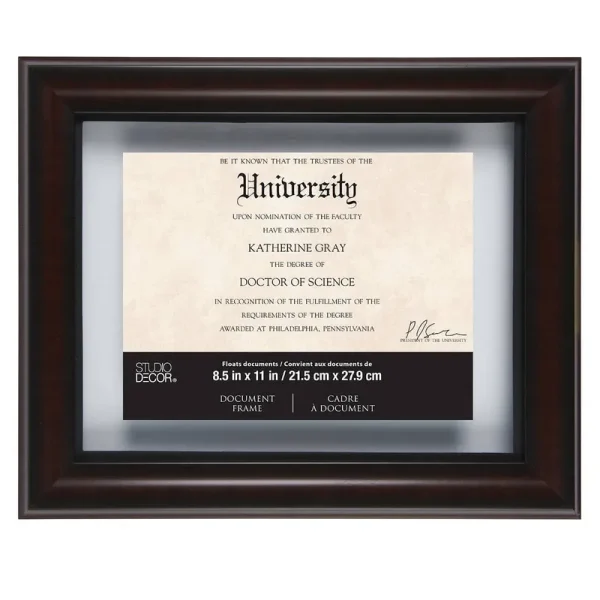 Studio Decor 11" x 14" Mahogany & Black Document Float Frame - Each
