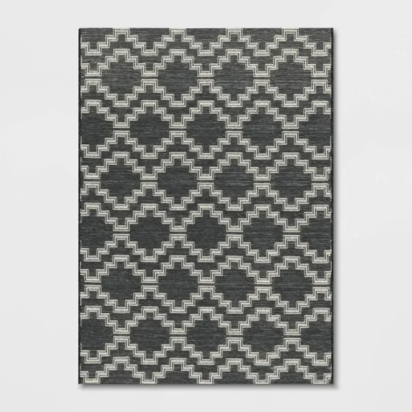 5'x7' Tapestry Outdoor Rug Black/White - Threshold