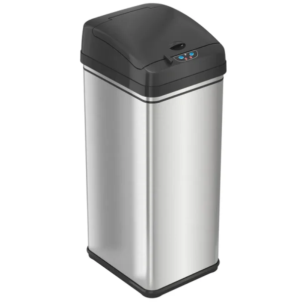 iTouchless Pet-Proof Sensor Kitchen Trash Can with AbsorbX Odor Filter 13 Gallon Silver Stainless Steel