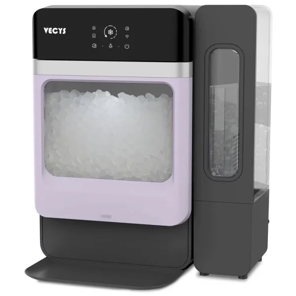 VECYS Nugget Ice Maker with Steel Trim, 33 lb/Day Self - Cleaning