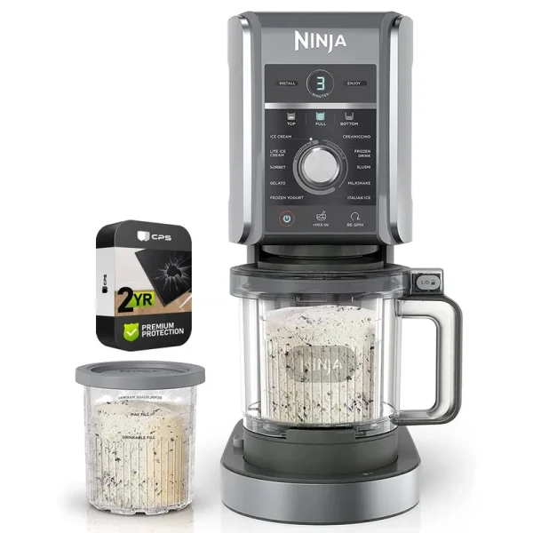 Ninja Creami Deluxe 11-in-1 XL Ice Cream Maker Silver Renewed + 2 Year Warranty