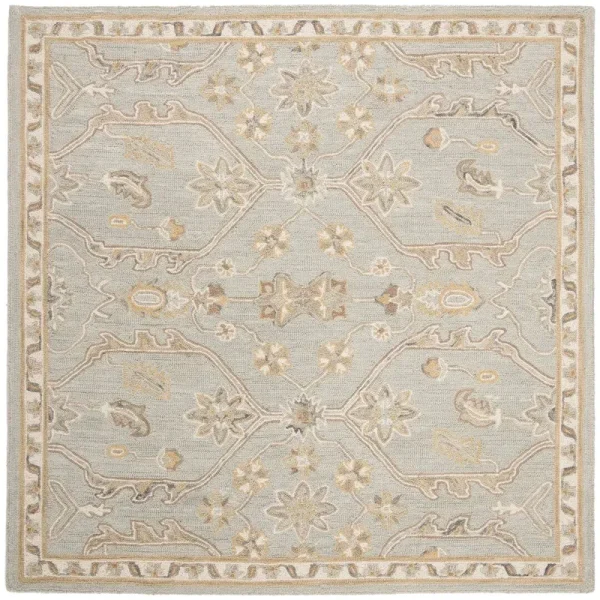 Birch Lane Airlie Oriental Handmade Tufted Wool Area Rug in Slate/Beige Rug Size: Square 6'
