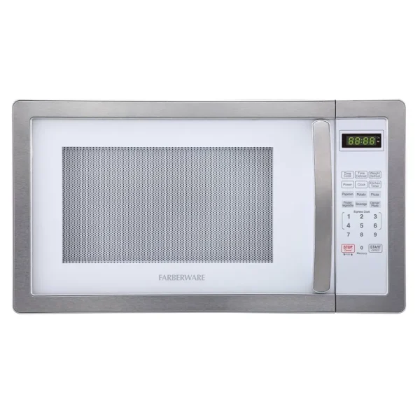 Farberware White & Platinum Classic 1000-Watt Microwave Oven 1.1 Cu.Ft.