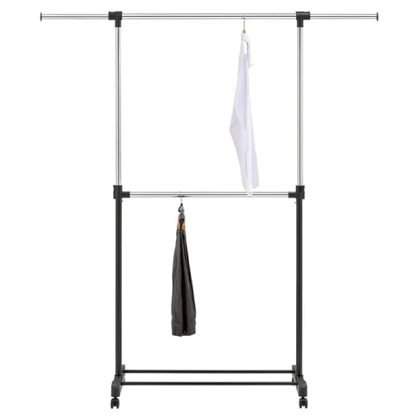 Room Essentials Adjustable Double Rod Garment Rack Black