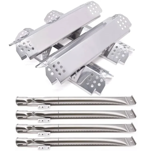 Adviace Grill Replacement Parts for Nexgrill 720-0830H, 4 Pack Grill Burners and Heat Plates Shield for Home Depot Nexgrill 4 Burner 720-0830H,