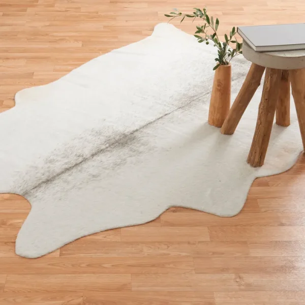 Faux Cowhide Silver Grey Area Rug, Silver Grey