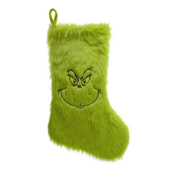 Dr Seuss' The Grinch Who Stole Christmas, Grinch Furry Stocking, 20 Inches Tall, Grinch Green