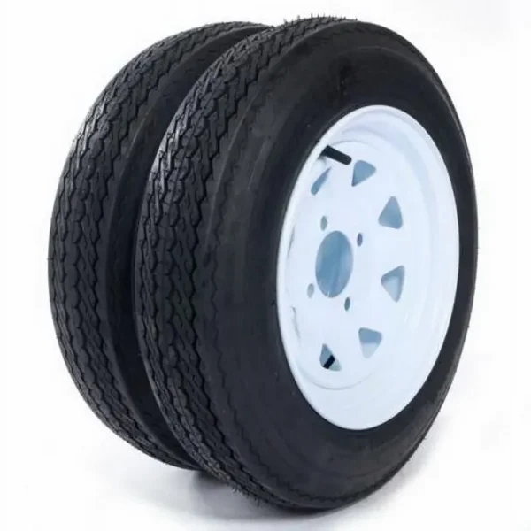 Ktaxon 1 Pair of Trailer Tires & Rims 4.80 - 12 480 - 12 4.80 X 12 4 Lug Wheel White Spoke 780 lb