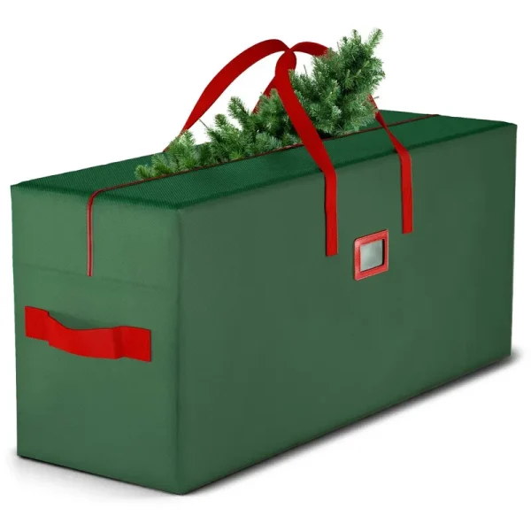 Laxinis World Large Christmas Tree Storage Bag, Fits Up to 9 ft. Tall Disassembled Tree, 25" H x 20" W x 65" L, Waterproof, Heavy Duty 600D Oxford Material, (Green)
