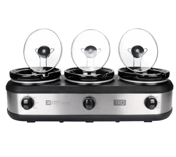 Tru 1.5-qt Triple Buffet Slow Cooker