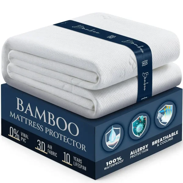 BELADOR Waterproof Mattress Protector Cali King- 3D Air Fabric Bamboo Mattress Protector Breathable Mattress Cover Noisless & Crinkle Free Sleep