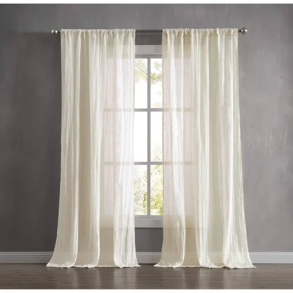 French Connection Charter Crushed Window Curtain, 100"x84", Natural