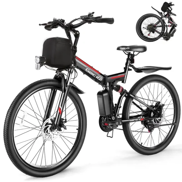 Gocio 26" Folding Electric Bike for Adults, 500W Electric Mountain Bike, Dual Shock Absorbers, 48V 7.8ah Battery, Shimano 21 Speed, UL2849
