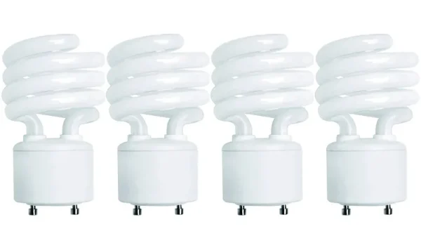 Kor (Pack of 4) 13 Watt Mini Spiral - GU24 Base - (60W Equivalent) - T2 Mini-Twist - CFL Light Bulb - 3500K Neutral White
