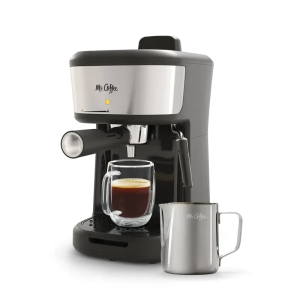 Mr. Coffee 4-Shot Steam Espresso Cappuccino and Latte Maker with Stainless Steel Frothing Pitcher