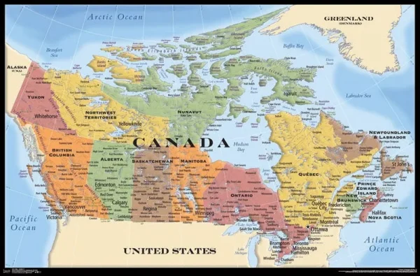 Trends International Canada Map Wall Poster 22.375" x 34"