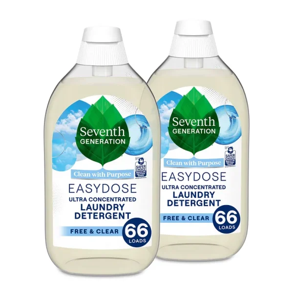 Seventh Generation Easydose Free & Clear Natural Ultra Concentrated Laundry Detergent 23 oz Each / Pack of 2