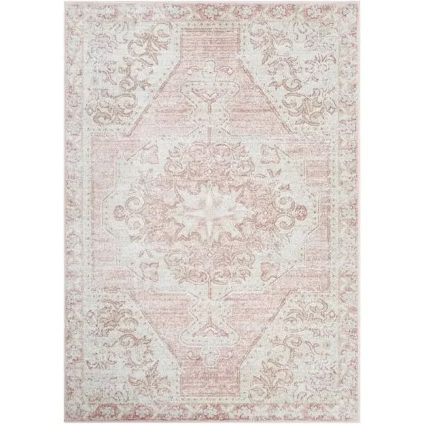 Cabell Oriental Pink/White Area Rug Lark Manor Rug Size: Square 7'10"