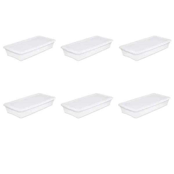 Sterilite 41 Quart Storage Box- White Case of 6
