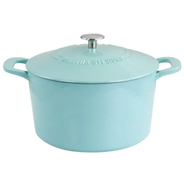 Martha Stewart Enameled Cast Iron 7-Quart Dutch Oven with Lid ,Turquoise