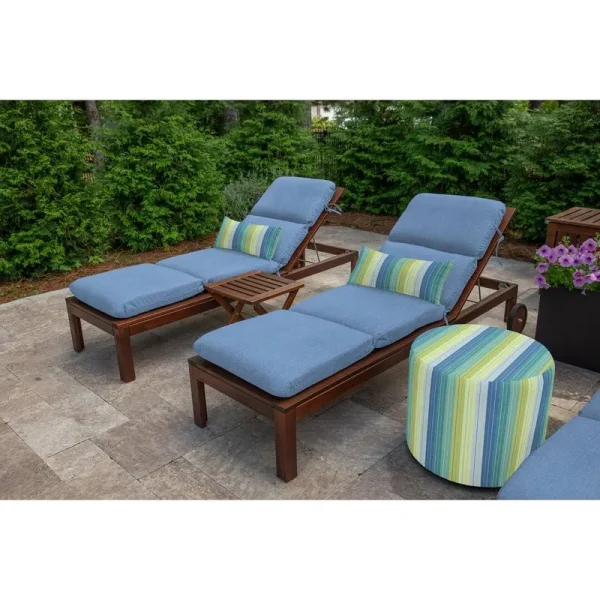 Indoor/Outdoor Sunbrella Chaise Lounge Cushion - Cast Ocean