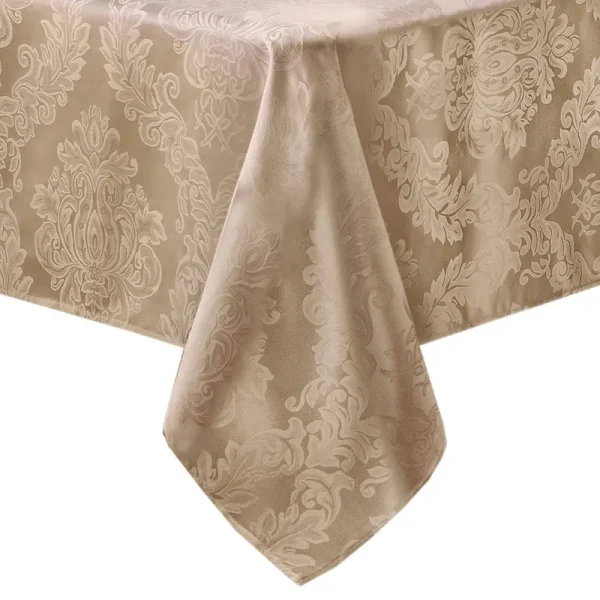 Elrene Barcelona Damask Fabric Tablecloth - 52" W x 70" L - Beige