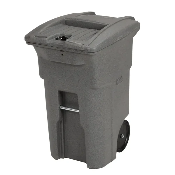 Toter 64 gal. Graystone Document Trash Can with Wheels and Hasp Lock