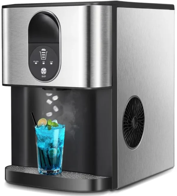 Auseo Soft Chewable Nugget Ice Maker Countertop, 44 lb /24H, Self - Cleaning, One - Button Operation, Home/Kitchen/Office/Party, Silver