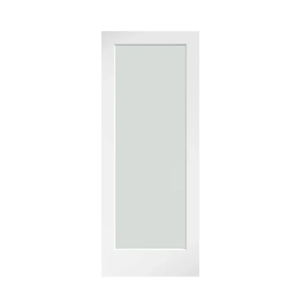 EightDoors 28 in. x 80 in. x 1-3/8 in. 1-Lite Solid Core Frosted Glass White Finished Wood French Interior Door Slab, White Primed