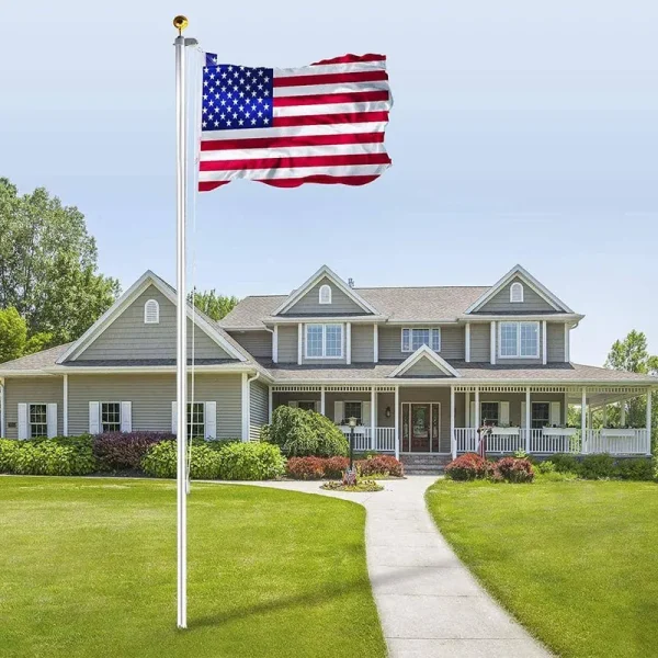 20 ft. Sectional Flag Pole Kit Extra Thick Aluminum Flagpole with 1 Flag 2 Rope
