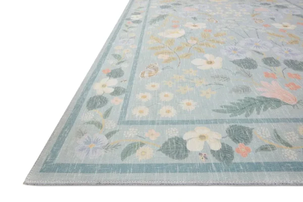 Rifle Paper Co. x Loloi 2'6" x 7'6" Sky Cotswolds Willow (COT-03) Runner Area Rug