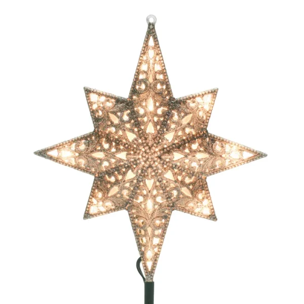 GE Holiday Classics 11 in. 16-Light Silver Glittered Bethlehem Star Tree Top