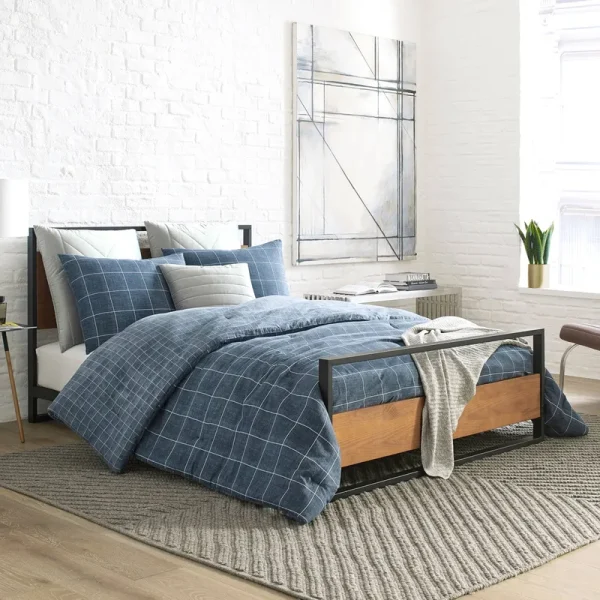 Kenneth Cole New York Holden Grid Blue Comforter Set (King)