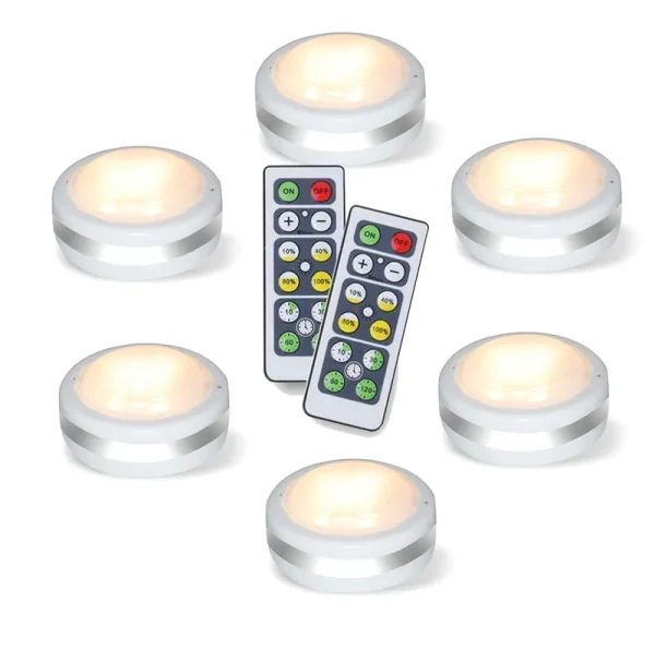 Puck Lights with Remote, Starxing Wireless LED Puck Lights Battery Operated, LED Puck Lights with Remote Control, LED Under Cabinet Lighting, Dimmable