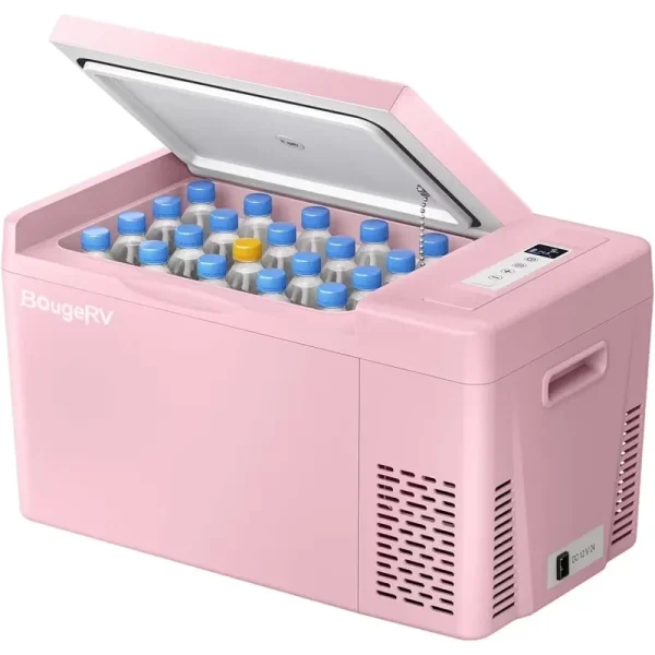 Bougerv Pink 23qt Car Refrigerator 12 Volt Fridge Portable Freezer Compressor Cooler 12/24V DC 110~240v AC, - 7�h~50�h for RV Truck Vehicle Boat Outdoor & Home Use