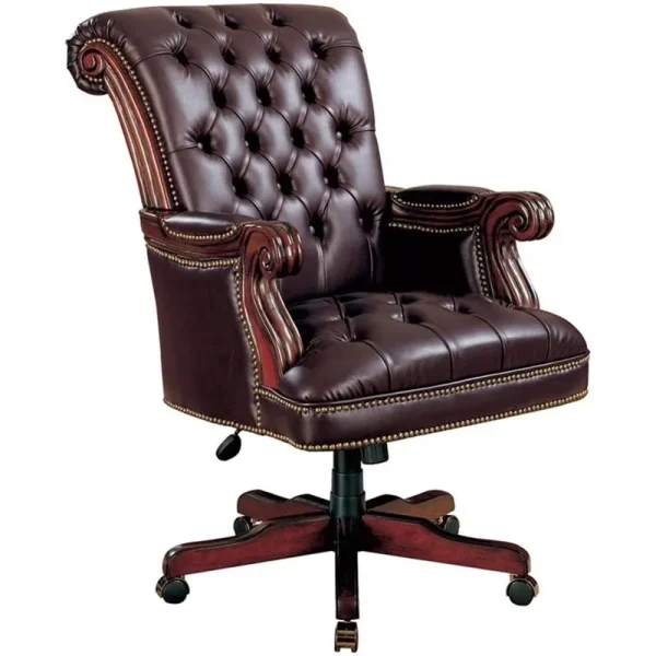 Calloway Tufted Adjustable Height Office Chair Dark Brown