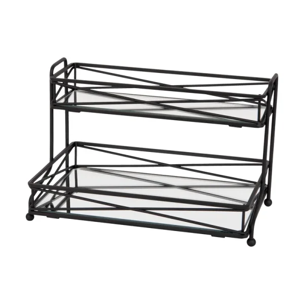 Home Details 2-Tier Vanity Tower Matte Black