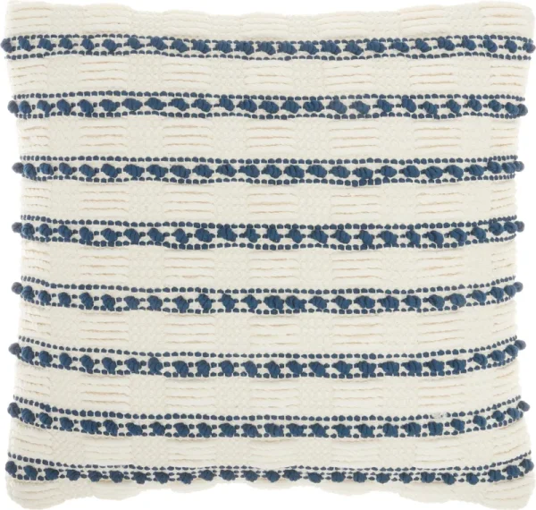 Mina Victory Life Styles Woven Lines and Dots Throw Pillow - Navy - 18 x 18 in