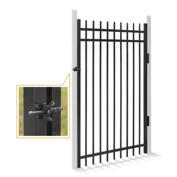 Fencer Wire Heavy Duty Pinnacle Fence Gate, 6FT Height x 4FT Width Outdoor Fence Gate, Outdoor Anti - Rust Metal Steel Gate for Fencing Barrier, Decorative Garden Gate for Residential, Yard, Pool, Patio