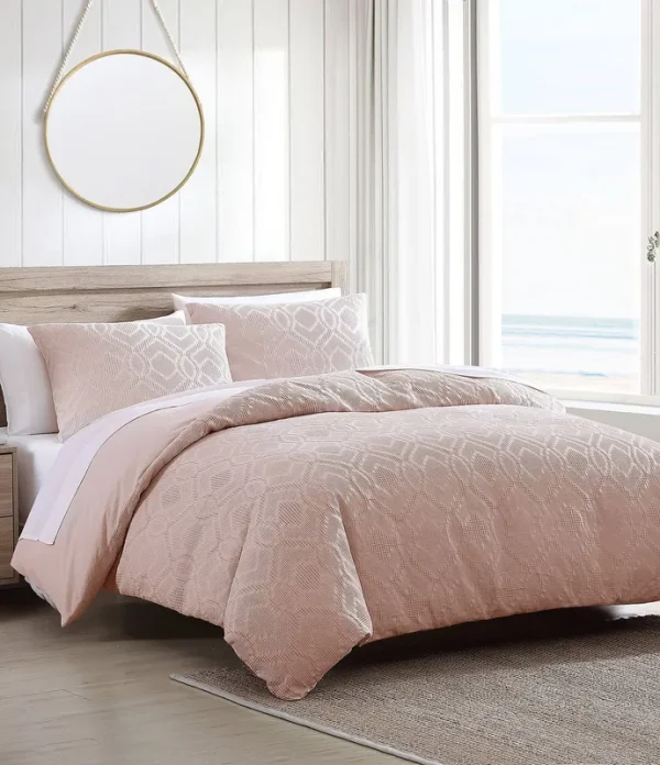 Tommy Bahama Textured Waffle Cotton Comforter Set - Orange - King