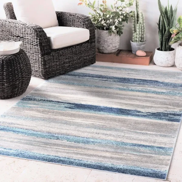 Luxe Weavers 7501 Modern Abstract Area Rug, Blue / Size 8x10