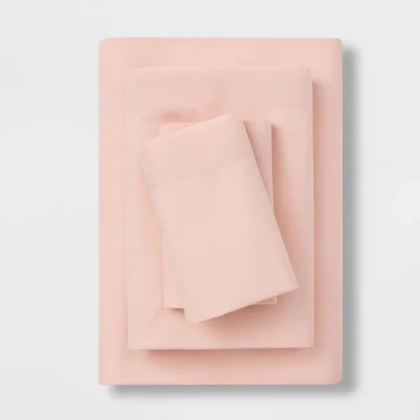 Full Microfiber Solid Sheet Set Blush - Room Essentials