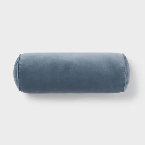 8"x22" Luxe Round Velvet Bolster Decorative Pillow Slate Blue - Threshold