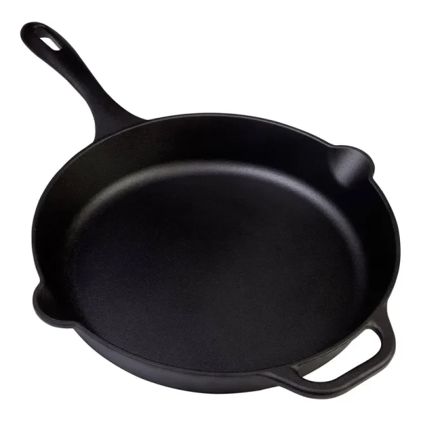 Victoria SKL-212 Cast Iron Skillet Large Frying Pan with Helper Handle Seasoned