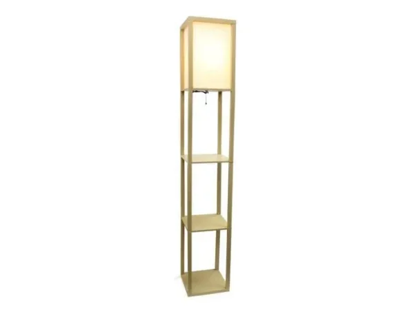 Simple Designs Floor Lamp Etagere Organizer Storage Shelf with Linen Shade - Tan