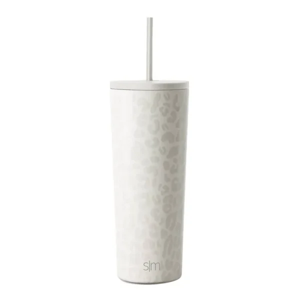 Simple Modern Classic 24oz Stainless Steel Lidded Tumbler Powder Coat 4D Cream Leopard