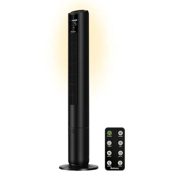 Holmes 42" Oscillating Digital Tower Fan with Built-In Multi-Color Accent Light, 5 Speeds, Remote Control 32510354