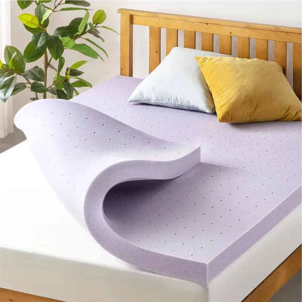 Mellow 3 inch Ventilated Memory Foam Mattress Topper, Soothing Lavender, Twin