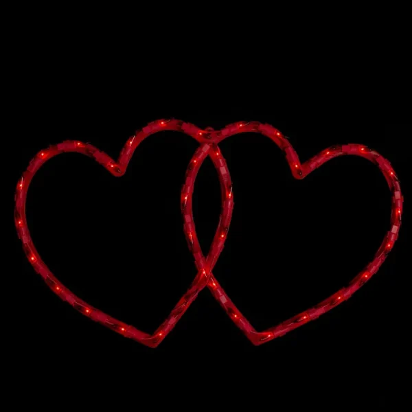 Northlight 17" Lighted Red Double Heart Valentine's Day Window Silhouette Decoration