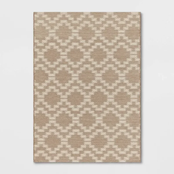 5'x7' Tapestry Outdoor Rug Tan/White - Threshold